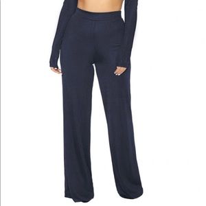 Naked Wardrobe navy ribbed pants